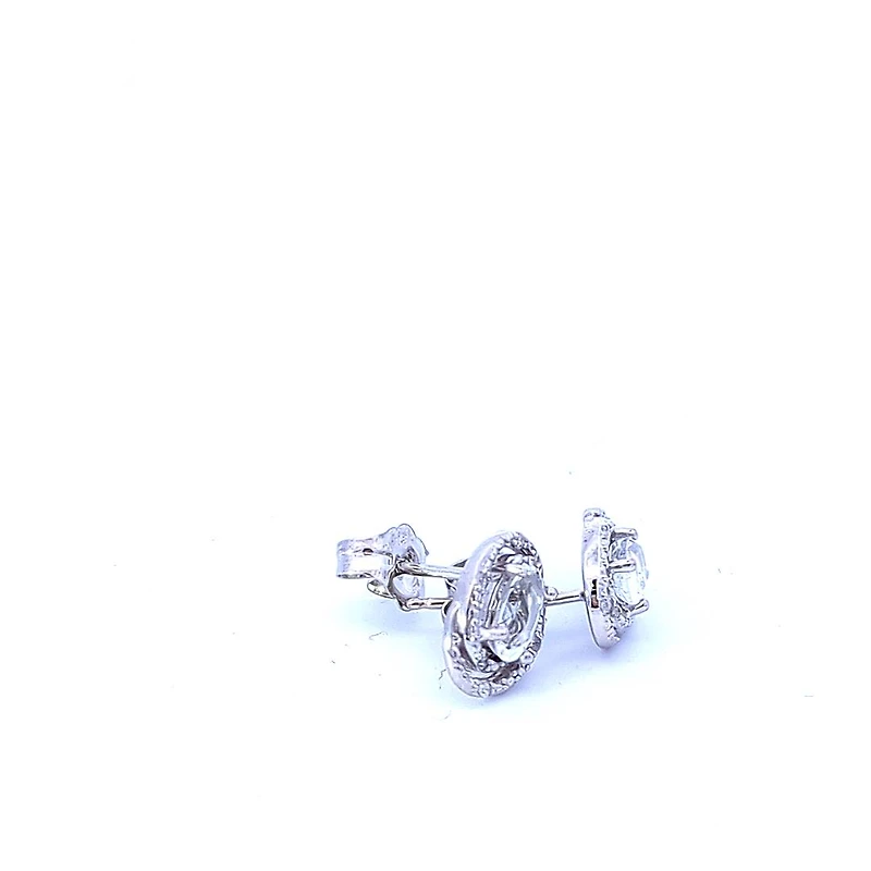 925 Sterling Silver White Topaz & Diamond Halo Stud Earrings