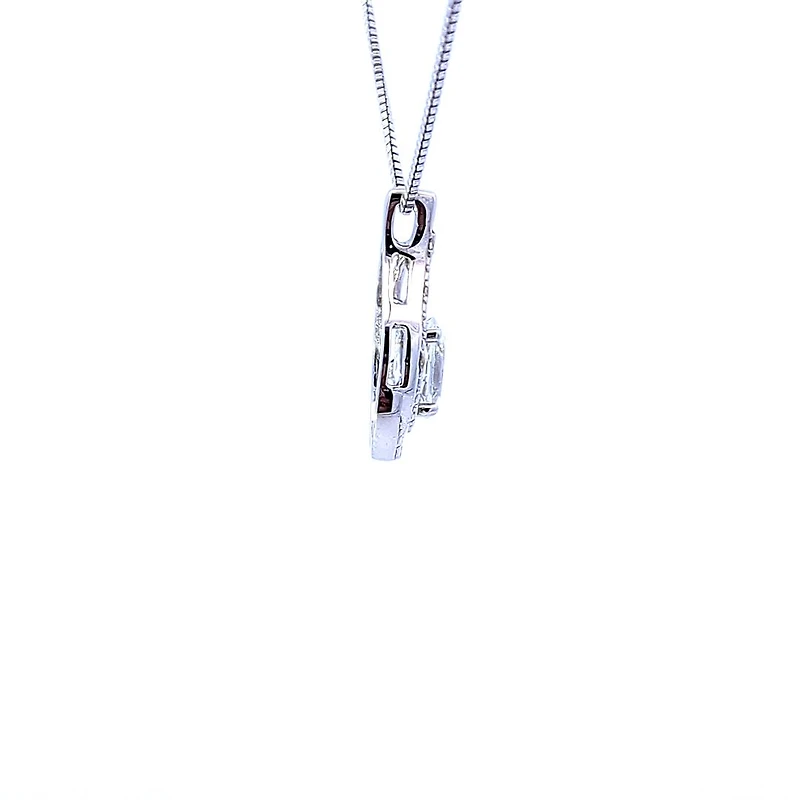 925 Sterling Silver White Topaz & Diamond Necklace
