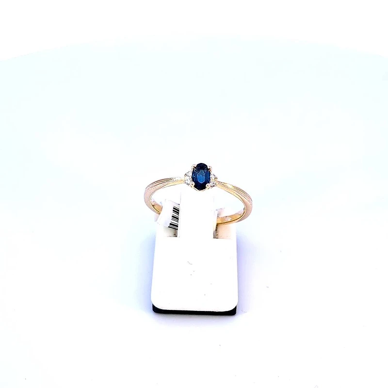 10K Yellow Gold 0.25cttw Genuine Sapphire & 0.03Cttw Diamond Ring - / 4.5