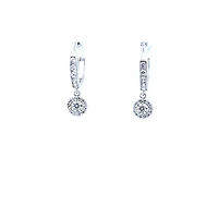 10K White Gold Huggie Dangling Earrings with Cubic Zirconia  - 10mm
