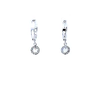 10K White Gold Huggie Dangling Earrings with Cubic Zirconia  - 10mm