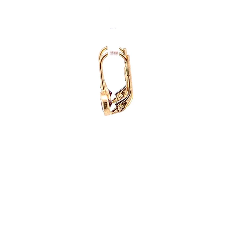10K Yellow Gold Synthetic Garnet Lever Back Earrings