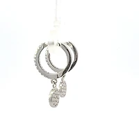 925 Silver Earrings Cubic Zirconia Huggies with Dangling Cubic Zirconia