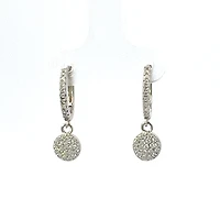 925 Silver Earrings Cubic Zirconia Huggies with Dangling Cubic Zirconia