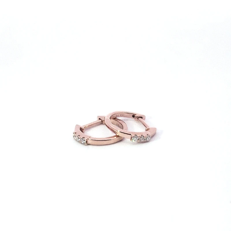 14K Rose Gold 0.08cttw Diamond Hoop Earring
