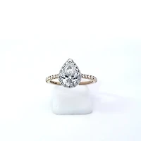 14K Yellow and White Gold 1.05cttw Pear Lab Grown Diamond Engagement Ring