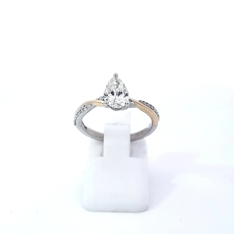 14K Yellow and White Gold 1.01cttw Pear Lab Grown Diamond Engagement Ring