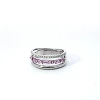 14K White Gold Pink Sapphire & Diamond Ring