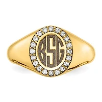 14K Yellow Gold 0.16cttw Diamond Men's Monogram Ring - Personalized