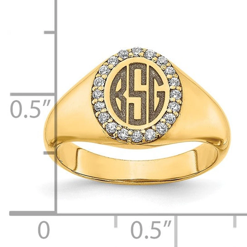 14K Yellow Gold 0.16cttw Diamond Men's Monogram Ring - Personalized