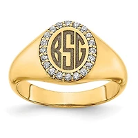 14K Yellow Gold 0.16cttw Diamond Men's Monogram Ring - Personalized