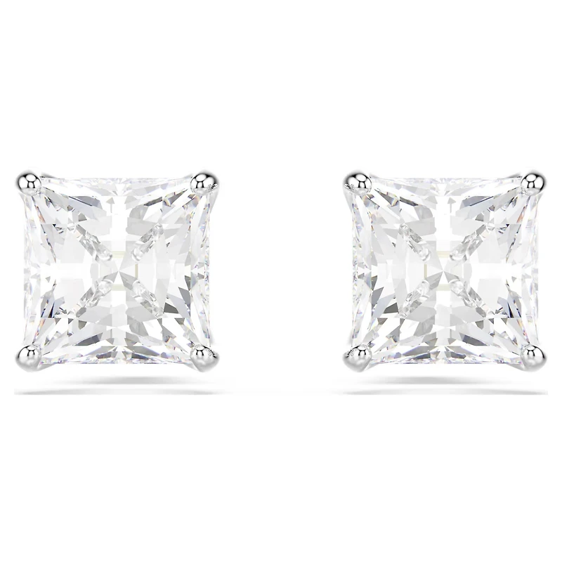Swarovski Attract/Stilla stud earrings, Square cut, White, Rhodium plated - 5430365/5537868 (SS)