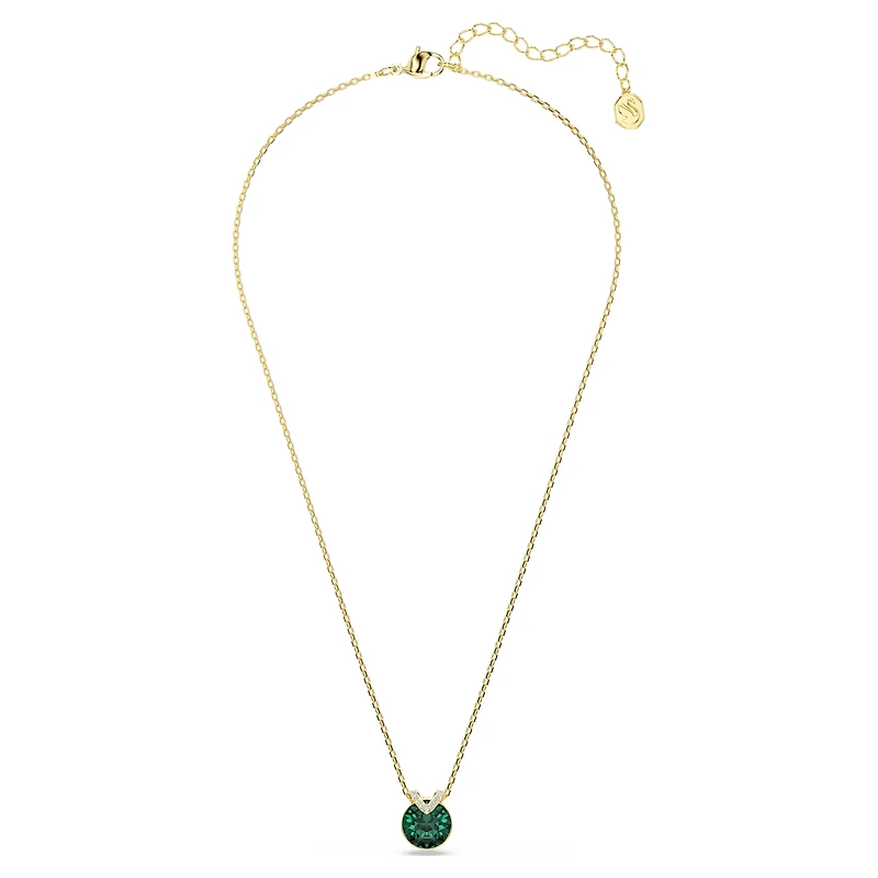 Swarovski Bella V pendant, Round cut, Green, Gold-tone plated 5735387