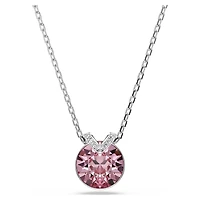 Swarovski - Bella V pendant, Round cut, Pink, Rhodium plated 5734230
