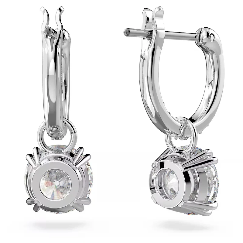 Swarovski Constella/Stilla drop earrings, Round cut, White, Rhodium plated - 5636717/5649007 (SS)
