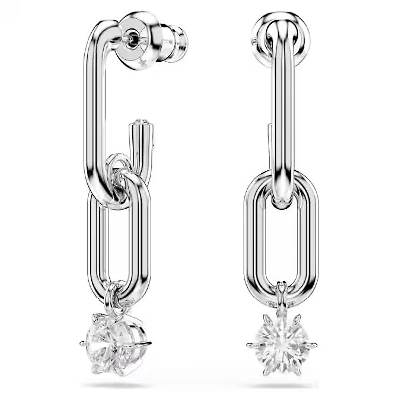 Swarovski Constella drop earrings Round cut, White, Rhodium plated 5728584