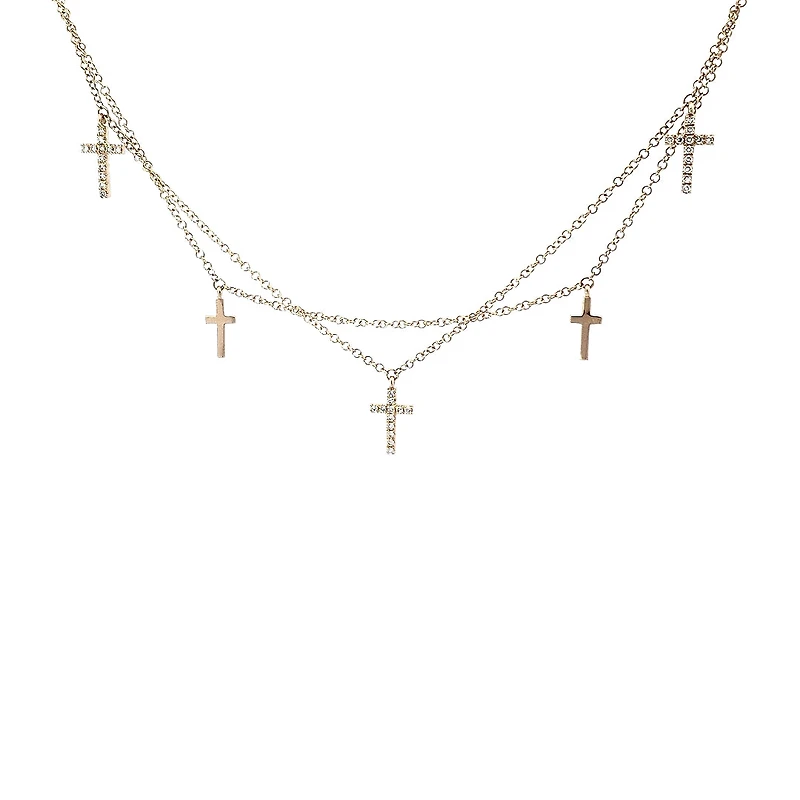 14K Yellow Gold 0.24 cttw Diamond Cross Bracelet