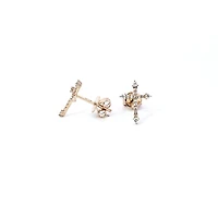 14K Yellow Gold 0.17 cttw Diamond Cross Earrings