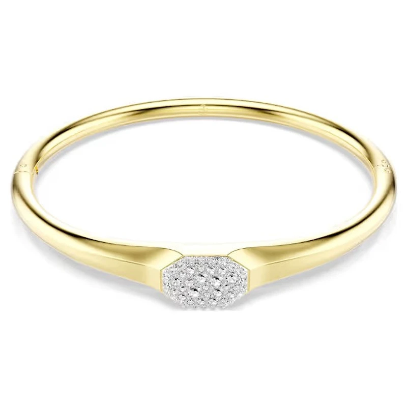 Swarovski Dextera bangle, Round cut, White, Gold-tone plated 5724597