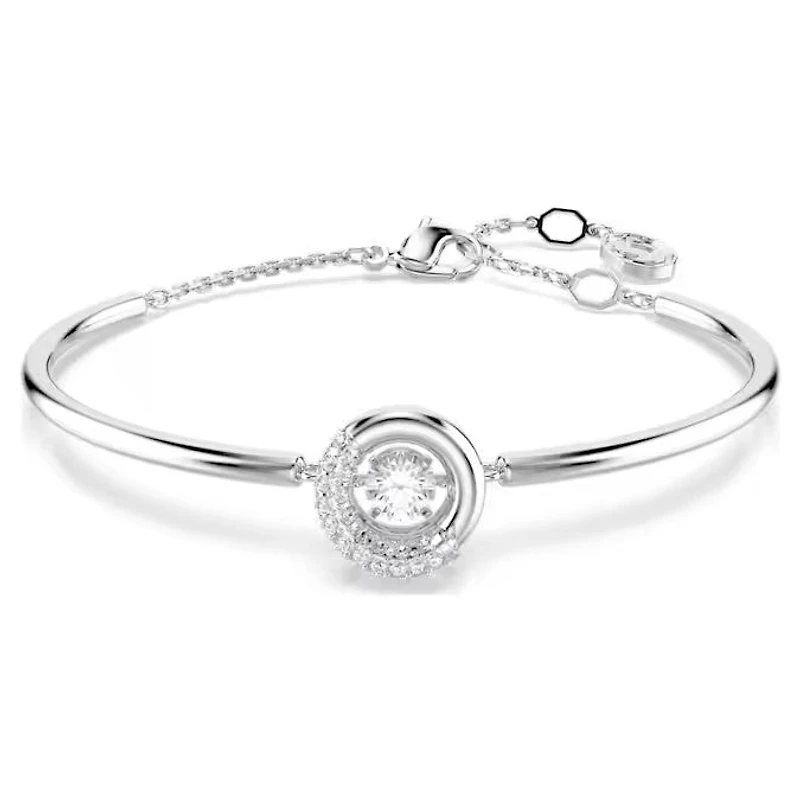 Swarovski Dextera bangle Round cut, White, Rhodium plated 5733399