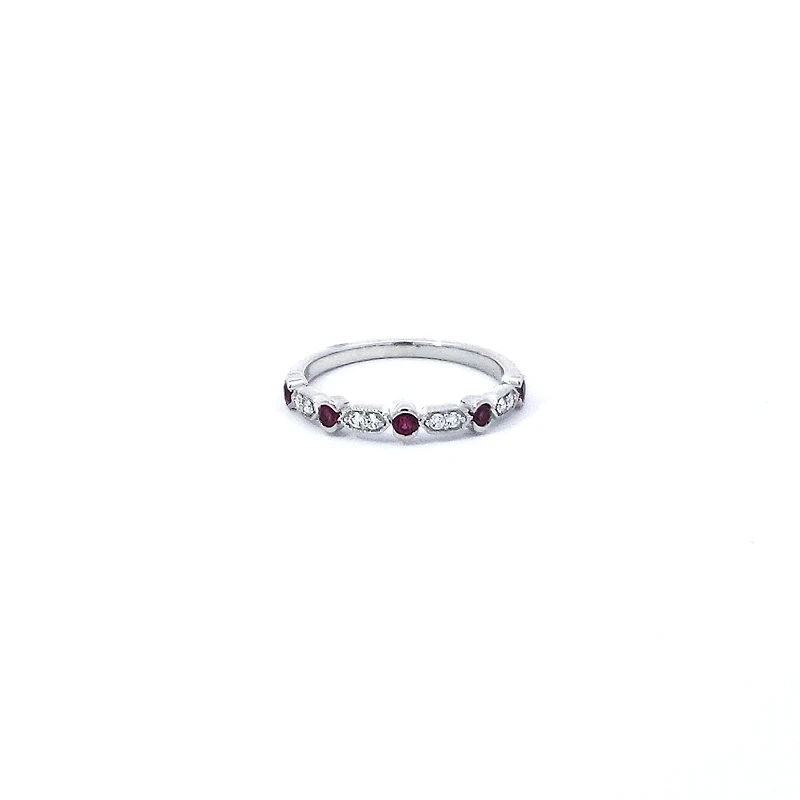 14K White Gold Ruby and Diamond Ring