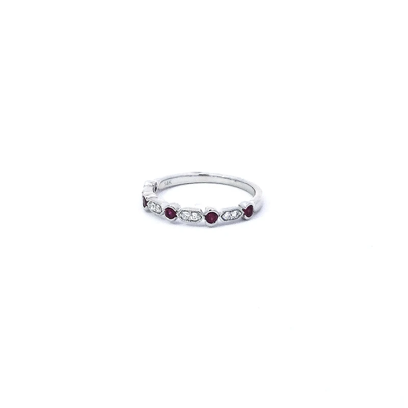 14K White Gold Ruby and Diamond Ring