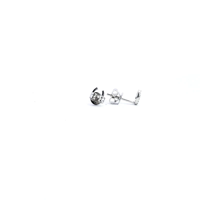 14K White Gold 0.06 cttw Diamond Horseshoe Earrings