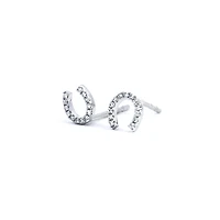 14K White Gold 0.06 cttw Diamond Horseshoe Earrings