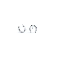 14K White Gold 0.06 cttw Diamond Horseshoe Earrings