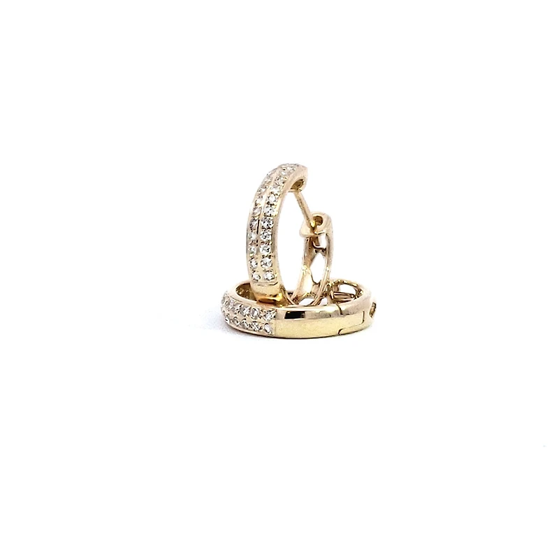 14K Yellow Gold cttw Diamond Hoop Earrings