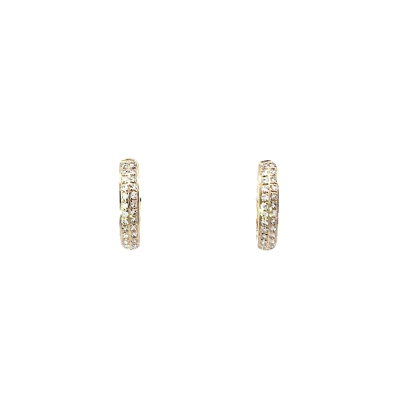 14K Yellow Gold cttw Diamond Hoop Earrings