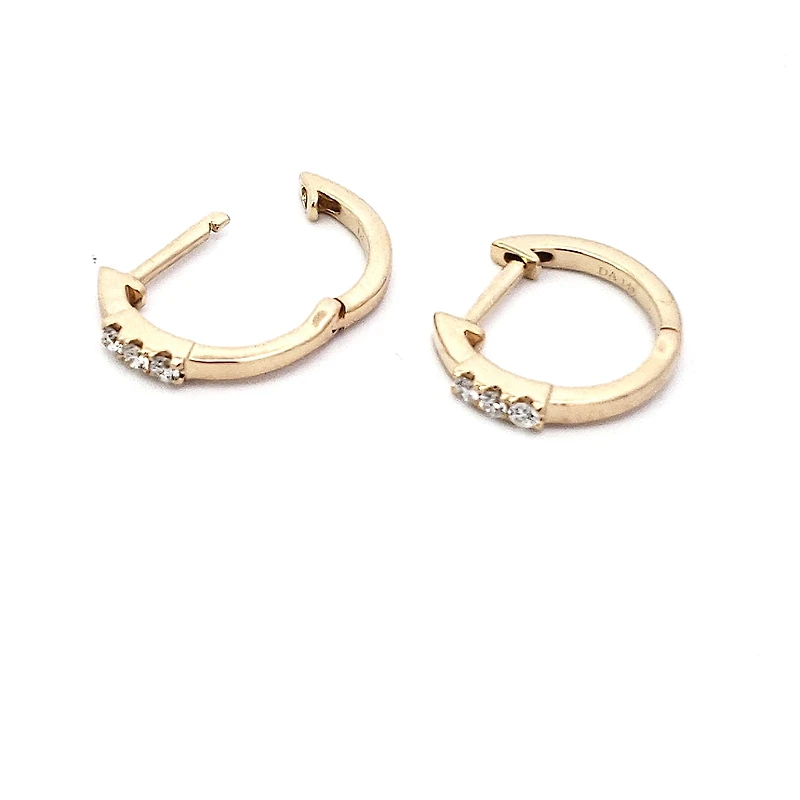 14K Yellow Gold 0.08 cttw Diamond Hoop Earrings