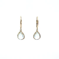 14K Yellow Gold Diamond and Aquamarine Earrings