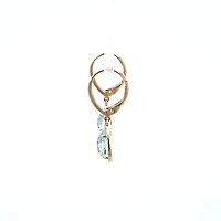 14K Yellow Gold Diamond and Aquamarine Earrings