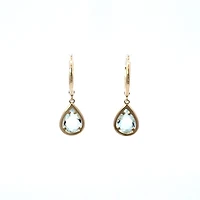 14K Yellow Gold Diamond and Aquamarine Earrings