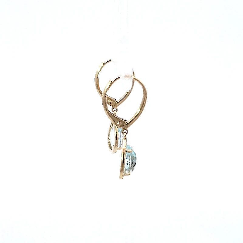 14K Yellow Gold Diamond and Aquamarine Earrings