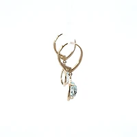 14K Yellow Gold Diamond and Aquamarine Earrings