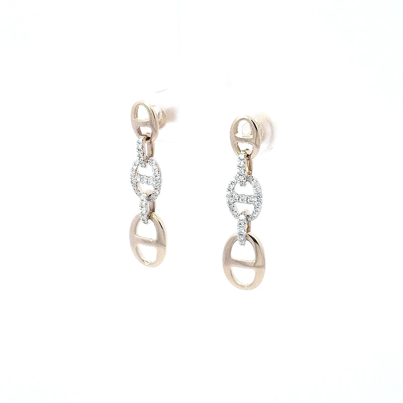 14K Yellow Gold 0.21 cttw Diamond Dangle Earring