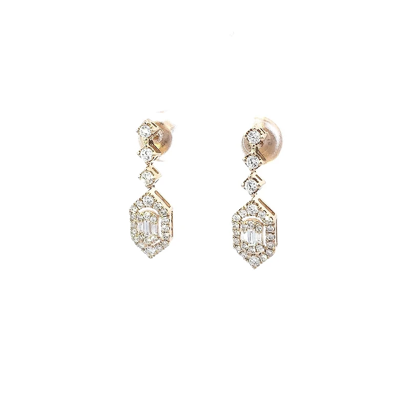 14K Yellow Gold 0.73 cttw Diamond Earrings
