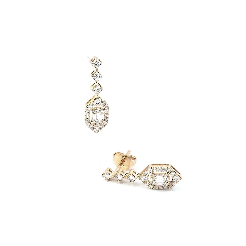14K Yellow Gold 0.73 cttw Diamond Earrings