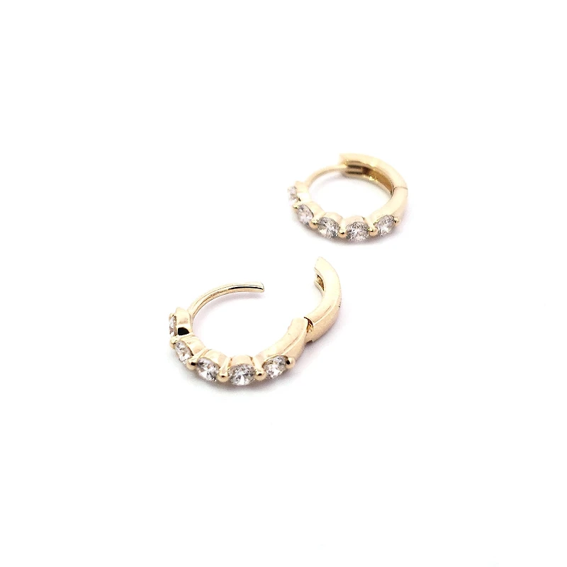 14K Yellow Gold 0.49 cttw Diamond Hoop Earrings