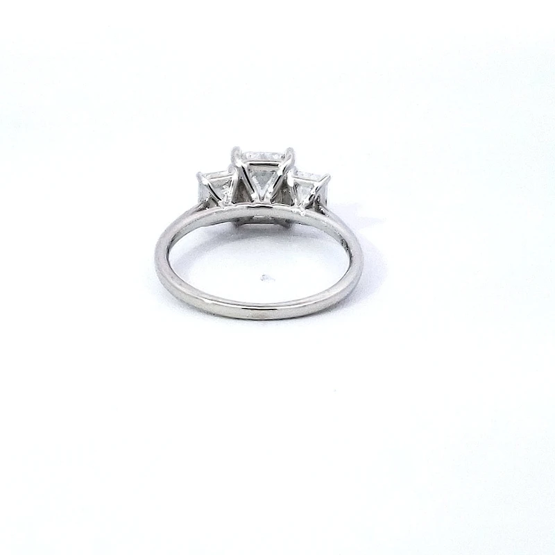 14K White gold 2.54Cttw Lab Grown Emerald Cut Diamond Engagement / Anniversary Ring With Hidden Halo - 7