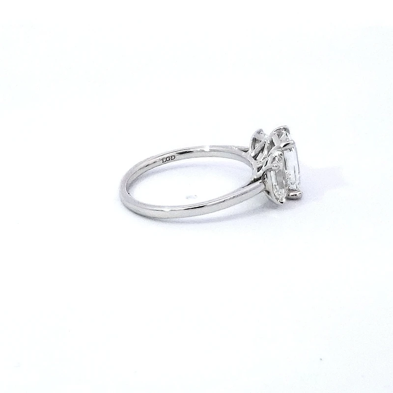 14K White gold 2.54Cttw Lab Grown Emerald Cut Diamond Engagement / Anniversary Ring With Hidden Halo - 7