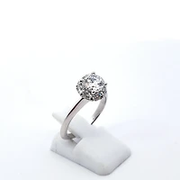 14K White Gold 1.90 cttw Lab Grown Diamond Solitare with Halo - /