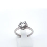 14K White Gold 1.90 cttw Lab Grown Diamond Solitare with Halo - /