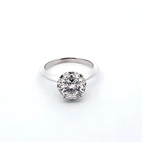 14K White Gold 1.90 cttw Lab Grown Diamond Solitare with Halo - /