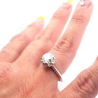 14K White Gold 1.90 cttw Lab Grown Diamond Solitare with Halo - /