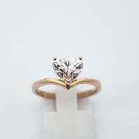 14K Yellow Gold 1.50 cttw Lab Grown Heart Diamond Solitare - / White