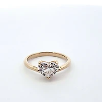 14K Yellow Gold 1.50 cttw Lab Grown Heart Diamond Solitare - / White
