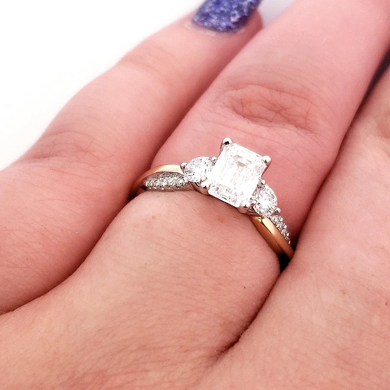 14K Yellow and White Gold 1.50 cttw Lab Grown Diamond Engagement Ring - /